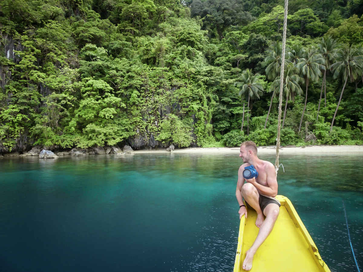 Jonny siting on a Kayak looking out into the water