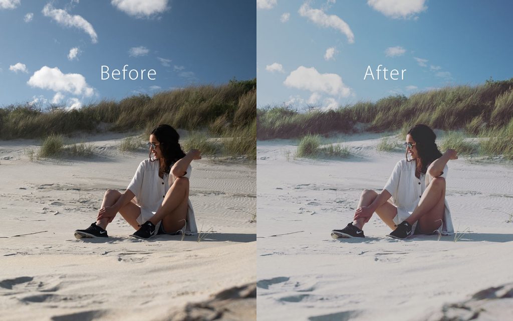 Looking at the difference between an unedited image and an image that has been edited with Gingham which is one of the best free Lightroom Instagram presets.