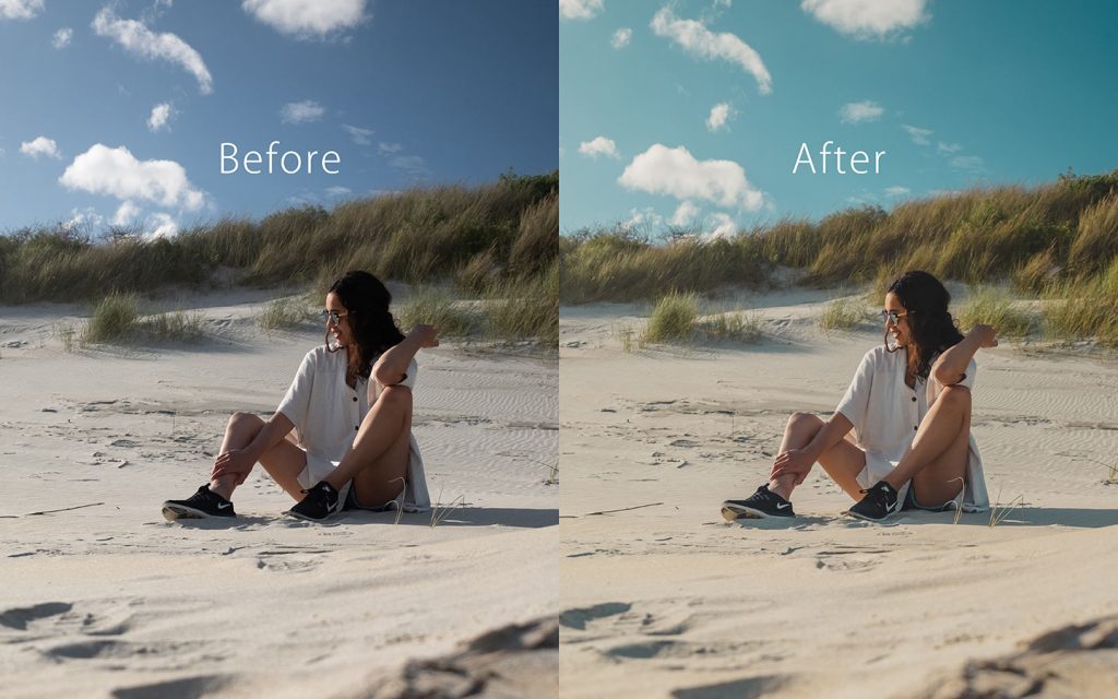 Looking at the difference between an unedited image and an image that has been edited with Stroll which is a Lightroom preset that you can use to improve your photos.
